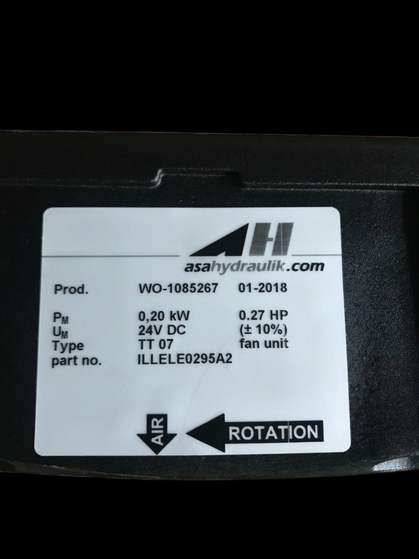 ASA-ILLELE0295A2 0075 TT07 24V DC FAN ASSEMBLY