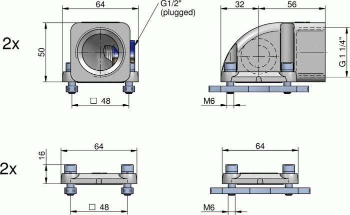 ASA ILLZSET5G32 Rail Connector ARC set - G 1 1/4" BSP - Unwin Hydraulic Engineering