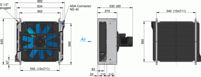 ASA0257 AC Oil Air Blast Oil Cooler ASA0257AA66 - Unwin Hydraulic Engineering