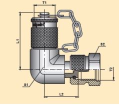 SCA-90-EMA-3 90° diagnostic adapter with test coupling