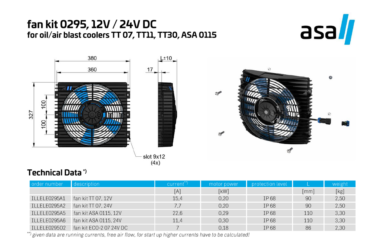 ASA-ILLELE0295A2 24V DC FAN ASSEMBLY
