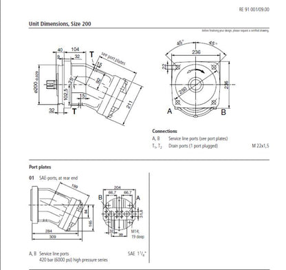 A2FM200/6.1WPAB016 REXROTH BRUNENINGHAUS HYDROMATIK PISTON MOTOR
