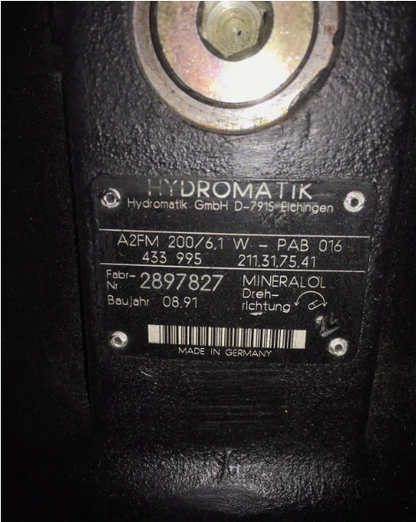 A2FM200/6.1WPAB016 REXROTH BRUNENINGHAUS HYDROMATIK PISTON MOTOR